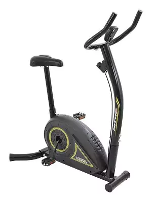 Bicicleta Ergométrica Poli Sports Nitro 4300 preta de base arredondada com visor médio e selim em espuma.