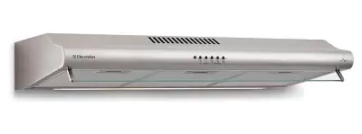 Depurador de ar Electrolux DE80X grande com laterais em inox e formato arredondado e tela de proteção.